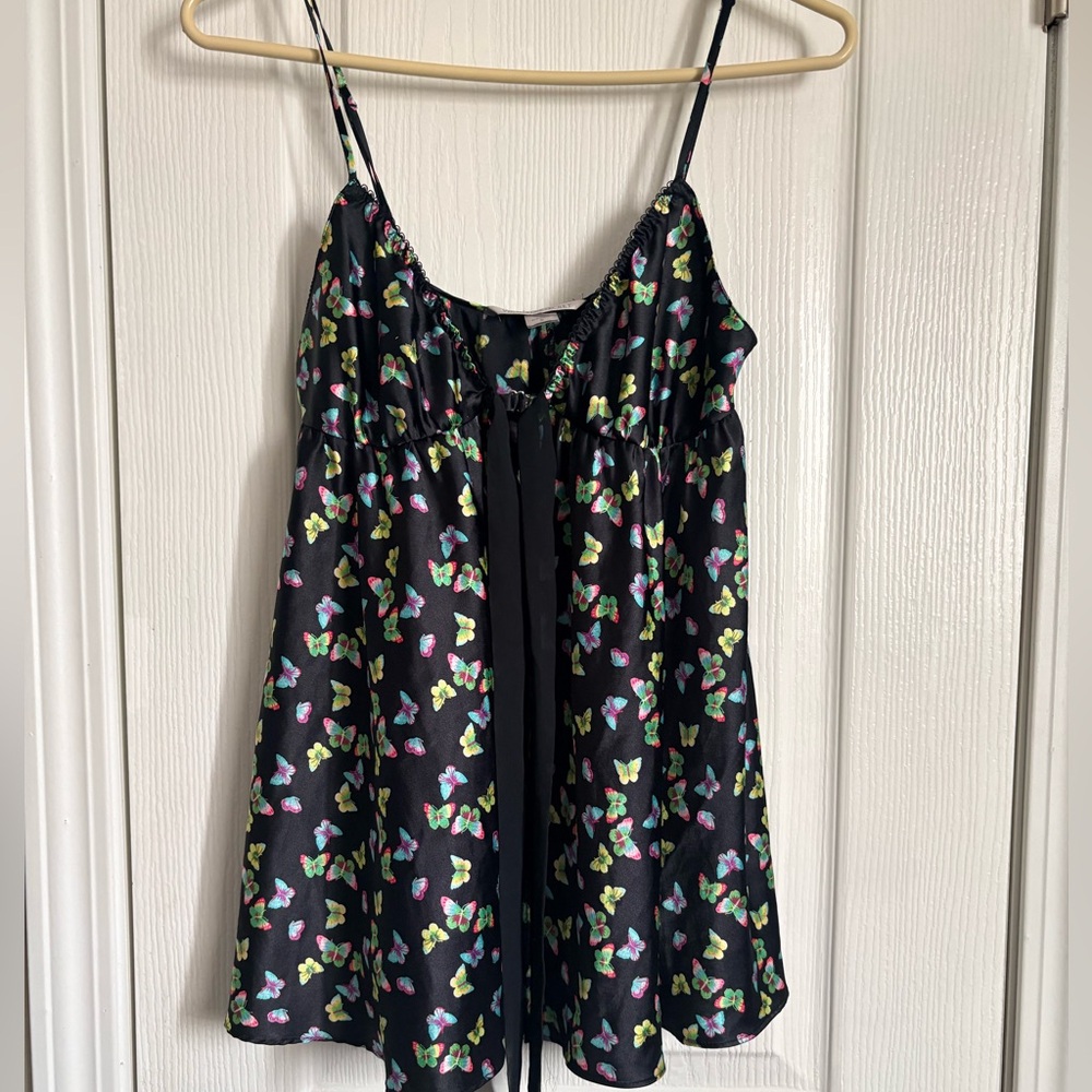Victoria's Secret Vintage 2009 Butterfly Print Babydoll Slip Top